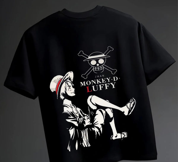 Men's Luffy's Gear 5 Thunder-Splitter Black Oversized T-Shirt