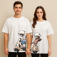 Couple's Scooter Ride Printed Oversized T-shirt
